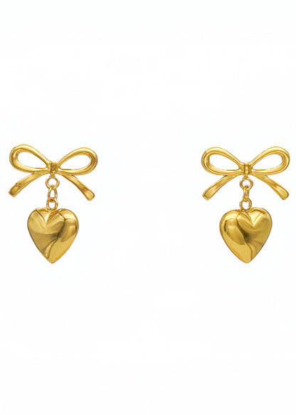 Heart Bow Dangle Earrings