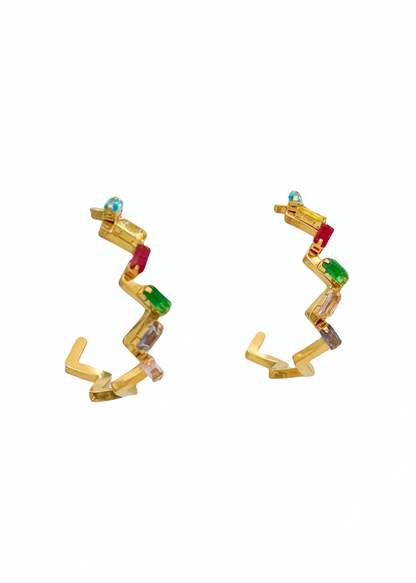 Zigzag Jewel Hoops