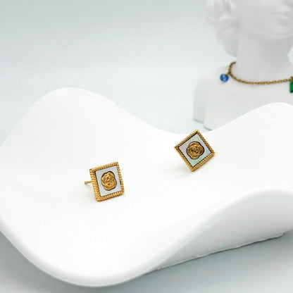 Vintage Rose Square Studs