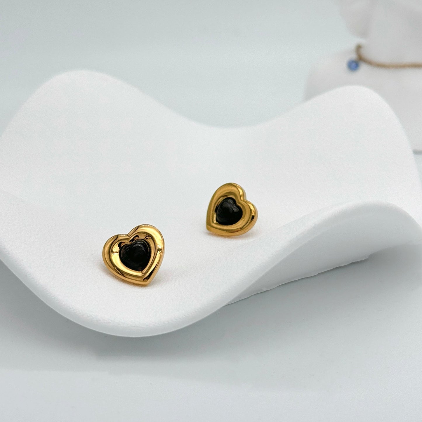 Onyx Heart Studs