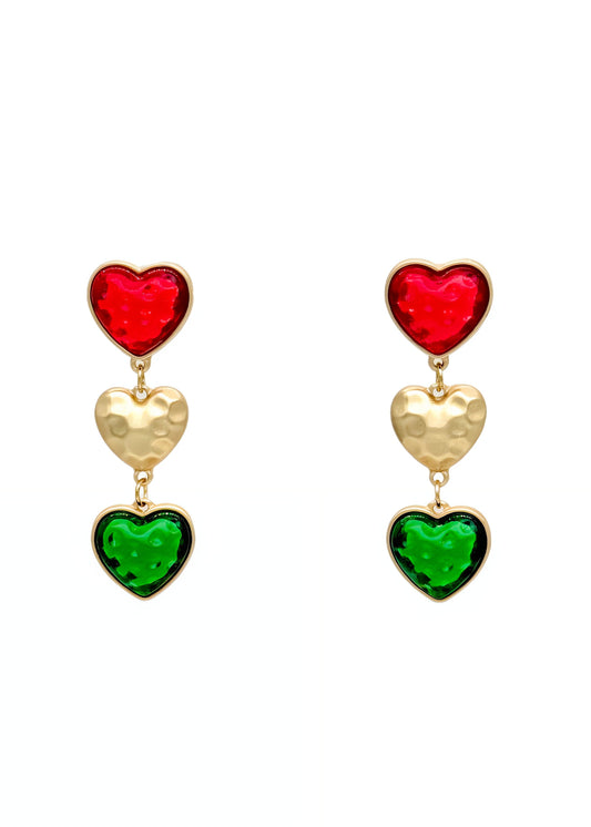 Trio Heart Drop Earrings