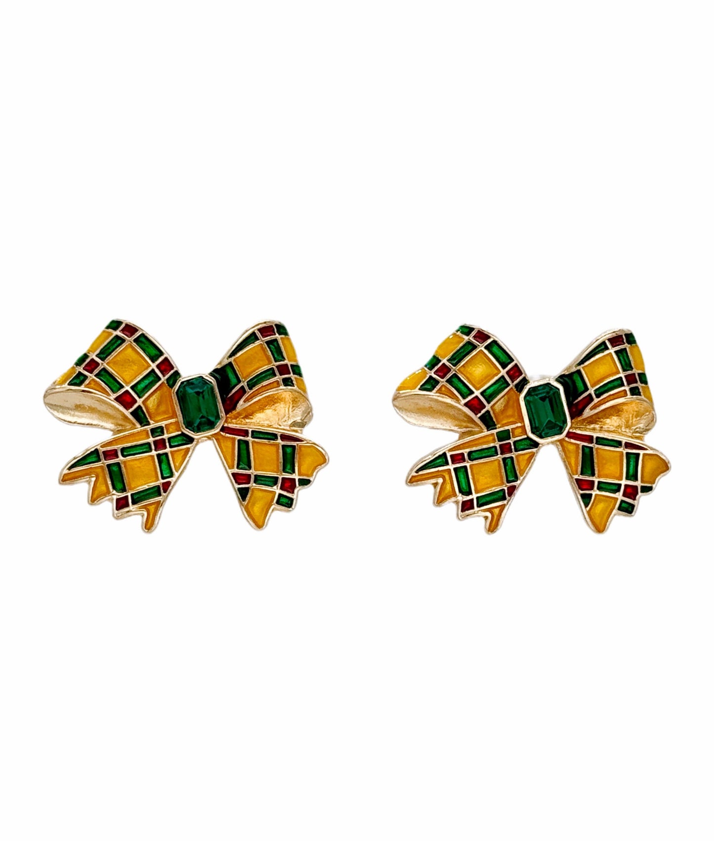 Plaid Bow Studs